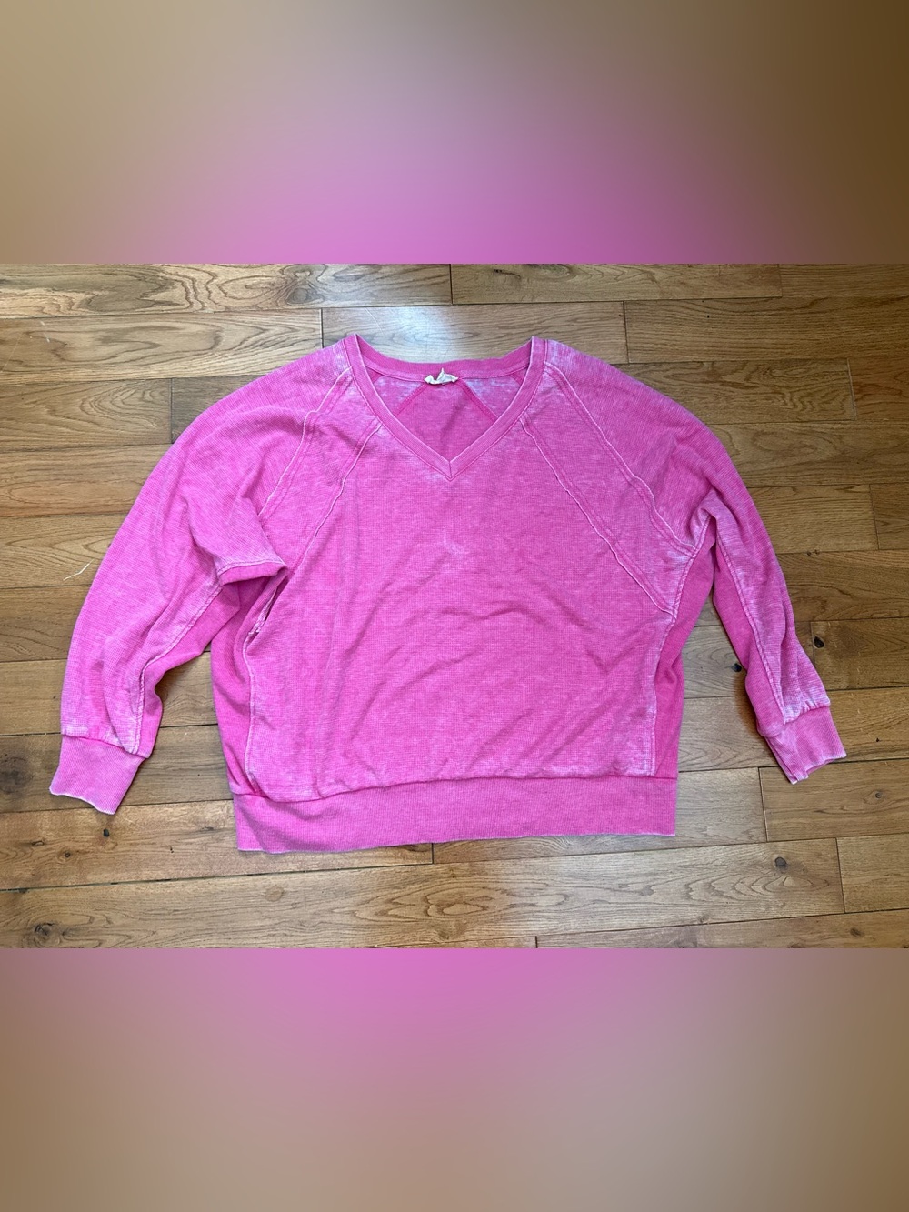 Jane and Delancey Pink Acid Wash Long Sleeve Top